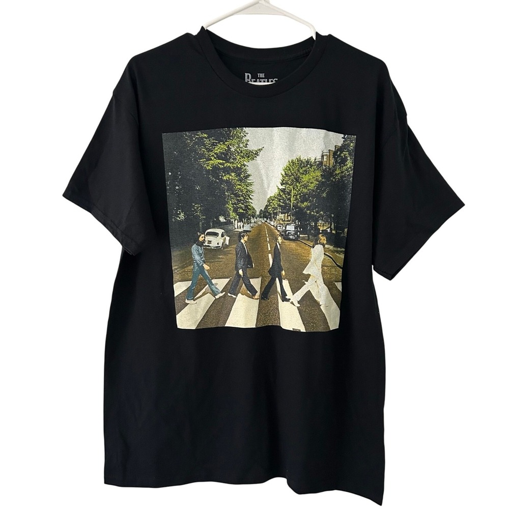 Beatles Men's Unisex Abbey Road Cover Graphic Black Tee T-Shirt L Large NWOT
